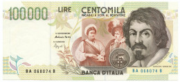 100000 LIRE BANCA D'ITALIA CARAVAGGIO II TIPO LETTERA A 12/05/1994 SUP+ - Autres & Non Classés