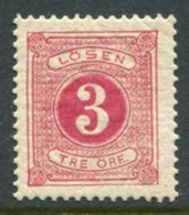 SWEDEN 1877 Postage Due 3 ö Perforated 13 MNH / **  SG D28ab, Michel  Porto 2B - Strafport