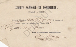 LUIK/LIEGE Société Agricole Et Forestière - Reçu (U433) - 1800 – 1899