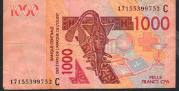 W.A.S.BURKINA FASO P315Cq 1000 FRANCS (20)17 2017 Signature 43  F-VF NO P.H. - États D'Afrique De L'Ouest