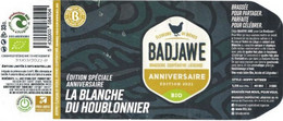 Etiquette Décollée Bière Badjawe La Blanche Du Houblonnier Brasserie Cooperative Liégeoise - Cerveza