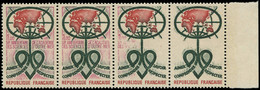 FRANCE Poste ** - 1760, Bande De 4 Dont 2 Exemplaires Impression Incomplète, Signé Brun: Académie Des Sciences D'Outreme - Unused Stamps