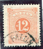 SWEDEN 1874 Postage Due 12 ö Perforated 14 With White Flaw To Left Of 1, Used.  SG D31, Michel  Porto 5A - Postage Due