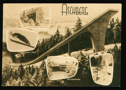 DDR Foto AK Um 1960 Aschberg Schanze, Skispringer Harry Glaß, HO Sporthotel, Jugendherberge - Klingenthal