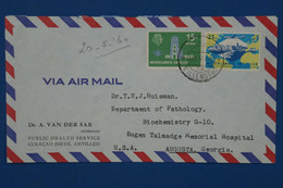 ¤12 NED. ANTILLEN  BELLE LETTRE 1960 CURACAO  POUR AUGUSTA USA + AEROPHILATELIE  +AFFRANCH . INTERESSANT - Curaçao, Nederlandse Antillen, Aruba