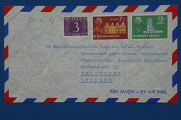 ¤12 NED. ANTILLEN  BELLE LETTRE 1959 CURACAO  POUR GRONINGEN NEDERLAND+ AEROPHILATELIE  +AFFRANCH . INTERESSANT - Curaçao, Nederlandse Antillen, Aruba