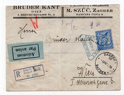 1935 KINGDOM OF YUGOSLAVIA,CROATIA, ZAGREB TO VIENNA,AIRMAIL,REGISTERED COVER - Poste Aérienne