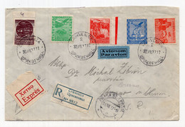 1937 KINGDOM OF YUGOSLAVIA,CROATIA,CRIKVENICA TO CZECHOSLOVAKIA VIA ZAGREB,AIRMAIL,REGISTERED COVER - Airmail