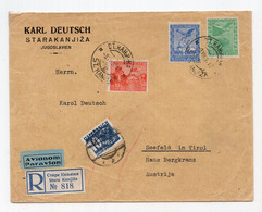 1937 YUGOSLAVIA,SERBIA,STARA KANJIZA TO AUSTRIA,AIRMAIL,REGISTERED COVER,POSTAGE DUE IN AUSTRIA - Airmail