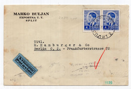 1940 KINGDOM OF YUGOSLAVIA,CROATIA,SPLIT TO GERMANY,AIRMAIL,REGISTERED COVER - Poste Aérienne