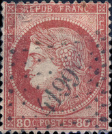 France - PC Du GC 4199 De VIENNE (Isère) Sur Yv.57 80c Rose Cérès Dent. - (défauts) - 1849-1876: Classic Period