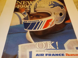 ANCIENNE PUBLICITE NEW YORK OK  AIR FRANCE 1986 - Advertenties