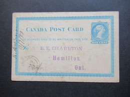 Kanada 1877 Canada Post Card Peterboro - Hamilton Bedruckte Karte / Bestellkarte Vinegar, Syrup Cider Etc. - Covers & Documents