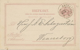 SCHWEDEN 1883 Sex Öre Blasslila GA-Postkarte-Frageteil Selt. Schiffspoststempel - Lettres & Documents