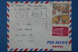 ¤12 FRANCE BELLE  LETTRE  1970  PREMIER VOL PARIS NEW YORK  PAR BOIEING  747+ AEROPHILATELIE +AFFRANCH . INTERESSANT - Erst- U. Sonderflugbriefe