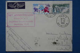 ¤12 FRANCE BELLE  LETTRE  1969  PREMIER VOL G.B .PARIS AUSTRA   + AEROPHILATELIE +AFFRANCH . INTERESSANT - Premiers Vols