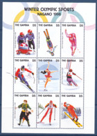 Timbres De Gambie, Jeux Olympique D'hiver De Nagano , 9 Tp De 1987 En Feuillet MI N° 2862/70 MNH** à 50% - Invierno 1998: Nagano