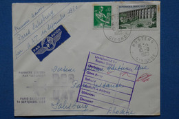 ¤12 FRANCE   LETTRE RECOM. 1960 PREMIERE LIAISON  PARIS SALISBURY RHODESIA  + AEROPHILATELIE +AFFRANCH . INTERESSANT - Primi Voli