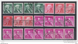 U.S.A.:  1954  PRESIDENTS  -  LOT  21  USED  STAMPS  -  YV/TELL. 587 A / 589 A - Roulettes