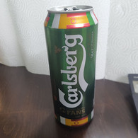 Serbia-beer Cans-carlsberg-FLAG-1cherrs To The FANS-foot Ball- Beer 1847-(4)-(5%)-(500ml)--good - Latas