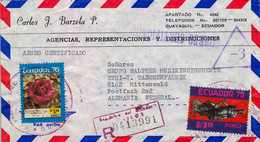 1978 ECUADOR , GUAYAQUIL - MITTENWALD , SOBRE CERTIFICADO , FUNDACIÓN DE QUITO , FLORES - Ecuador