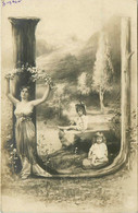 Carte Photo Art Nouveau Jugendstil * La Lettre U * Alphabet * Femme Enfants ! - Other & Unclassified