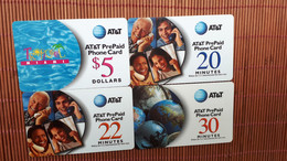 4 Prepaidcards AT 1 T Used 2 Scans Rare - AT&T