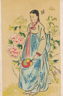 Beautiful Korean Girl Housewife Art Card Korean War Army Air Force Cancel 1954 - Corée Du Sud