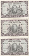 CRBP0007 TRIO CORRELATIVO BILLETES ESPAÑA 100 PESETAS 1940 EBC+ 510 - Other & Unclassified