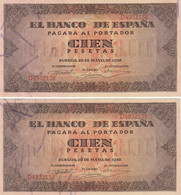 CRBP0009 PAREJA CORRELATIVA BILLETES ESPAÑA 100 PESETAS 1938 SIN CIRCULAR (VER DETALLE) 425 - Other & Unclassified