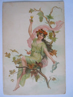 Cpa Femme Frau Art Nouveau Illustrateur Vrouw Vin Wijn Druif Raisin Edit. A. Sockl Wien Serie; Elfenreigen - Voor 1900