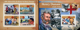 Guinea Bissau 2010, 100th Of H. Dunandt, Red Cross, 4val In BF +BF 1 - Henry Dunant