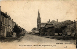 CPA AK Ville Sur Tourbe-Grande Rue Et Église Avant La Guerre (491568) - Ville-sur-Tourbe