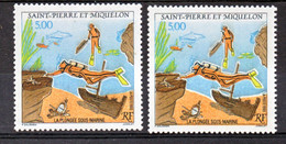 Saint Pierre Et Miquelon  574 Variété Impression Décalée Poissons Blancs Combinaison Etc... Neuf ** MNH Sin Charmela - Geschnittene, Druckproben Und Abarten