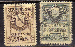 REPUBBLICA DI SAN MARINO 1907 STEMMA COAT OF ARMS ARMOIRIES  SERIE COMPLETA COMPLETE SET USATA USED - Gebraucht