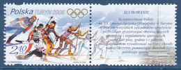 Timbres De Pologne, Jeux Olympique D'hiver De Turin, 1 Tp De 2006 Avec vignette Attenante MI N° 4227 MNH** à 50% - Winter 2006: Torino