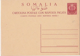 Colonie Italiane Somalia- Cartolina Postale : A.F.I.S. 1950 Centesimi 35+35 Rosso  Con Risposta Pagata    Nuova - Somalia