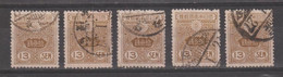 JAPAN:  1925  ORDINARY  SERIES  -  13 S.  USED  STAMPS  -  REP.  5  EXEMPL. - WATERM.  CORRUGATED  LINES -  YV/TELL. 190 - Oblitérés