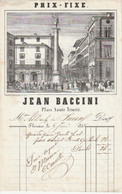 Antica Ricevuta Jean Baccini -Place Sainte Trinitè -Florence 5/giugno 1855 - Dimensioni 24x15 Cm Circa - Italia