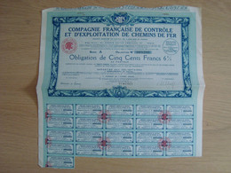 ACTION 500 FRANCS COMPAGNIE FRANCAISE DE CHEMIN DE FER 1930 - Transport