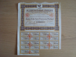 ACTION 100 FRANCS LE CONTREPLAQUE FRANCAIS 1929 - Autres & Non Classés