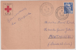1949 - CROIX-ROUGE - CP ILLUSTREE Avec OBLITERATION TEMPORAIRE Du CONGRES CEF SECOURISME à MULHOUSE (HAUT-RHIN) - Cruz Roja