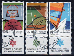 Israel Set Of Stamps From 1985 To Celebrate Makkabiade Games In Fine Used With Tabs - Usados (con Tab)