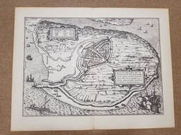 Veduta Della Città Brielle Den Briel Olanda Anno 1595 Braun E Hogenberg Ristampa - Landkarten