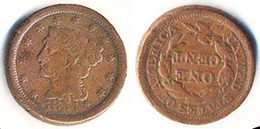 US - ONE LARGE CENT 1854 ROTATED 90 DEGREE BRAIDED HAIR RARE - 1840-1857: Braided Hair (Cheveux Tressés)