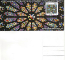 FRANCE. Cathédrale Royale De St Denis,vitrail "L'Arbre De Jessé" ,carte-maximum (Souvenir Philatélique) - Verres & Vitraux