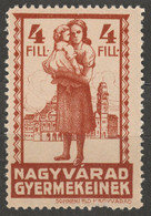 CHILDREN AID Charity - Cinderella Label Vignette - 1910's Hungary / Romania / Transylvania - Nagyvárad / Oradea - Mother - Siebenbürgen (Transsylvanien)