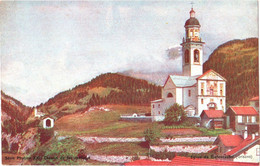 CPA Suisse (Grisons) - Chemin De Fer Rhétique. Eglise De Tiefencastel, Ligne De L'Albula, Pub Phytine XXI TBE Couleur - Tiefencastel