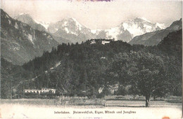 CPA Suisse (Berne) Interlaken - Heimwehfluh, Eiger, Mönch Und Jungfrau1909 Eisenbahnpuffer Heimwehfluh TBE 2 Scans - BE Berne