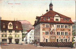 CPA Suisse (Schwyz) Schwytz - Hôtel-de-Ville/Rathaus Und Marktplatz TBE Couleur 1912 éd. Beeler à Brunnen - Schwytz